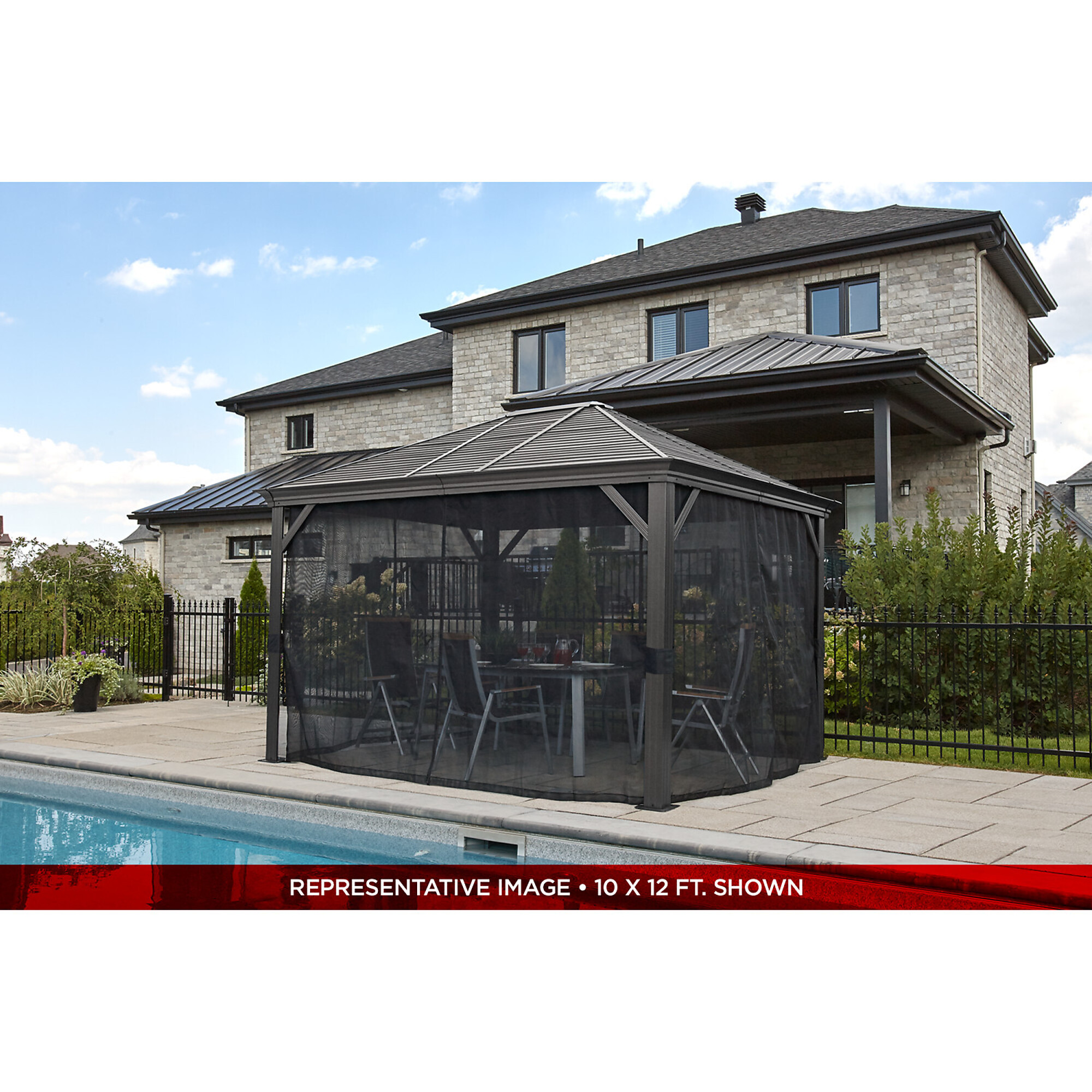 Sojag Mykonos Gazebo — 10ft. x 10ft. x 9ft., Galvanized Steel Roof, Powder-Coated Aluminum Frame, Black, Model# 500-8162684
